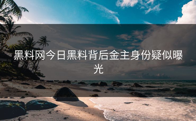 黑料网今日黑料背后金主身份疑似曝光