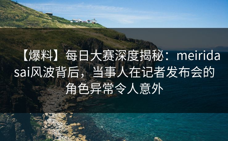 【爆料】每日大赛深度揭秘：meiridasai风波背后，当事人在记者发布会的角色异常令人意外