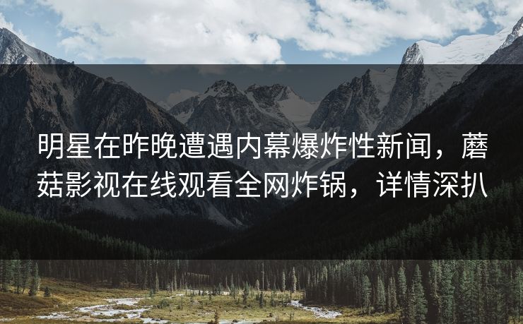 明星在昨晚遭遇内幕爆炸性新闻，蘑菇影视在线观看全网炸锅，详情深扒
