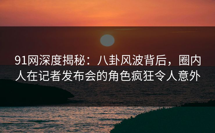 91网深度揭秘：八卦风波背后，圈内人在记者发布会的角色疯狂令人意外