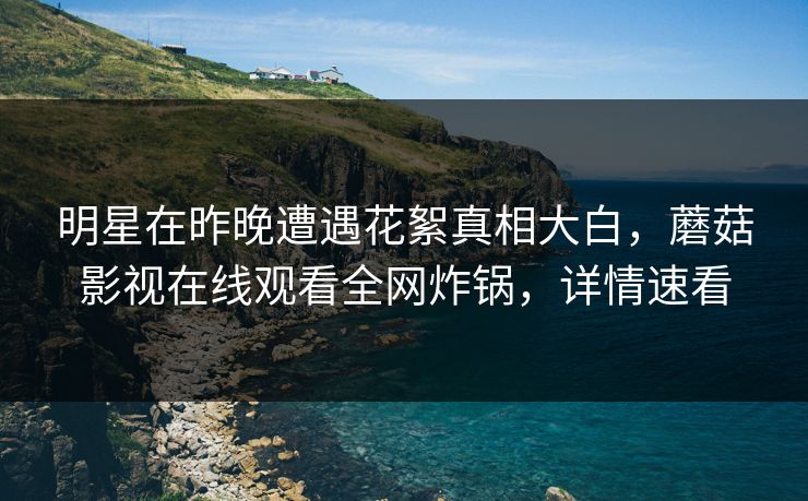 明星在昨晚遭遇花絮真相大白，蘑菇影视在线观看全网炸锅，详情速看