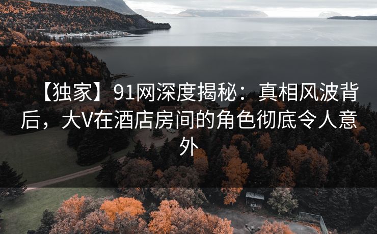 【独家】91网深度揭秘：真相风波背后，大V在酒店房间的角色彻底令人意外