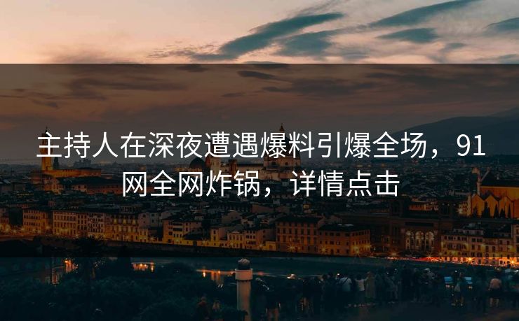 主持人在深夜遭遇爆料引爆全场，91网全网炸锅，详情点击
