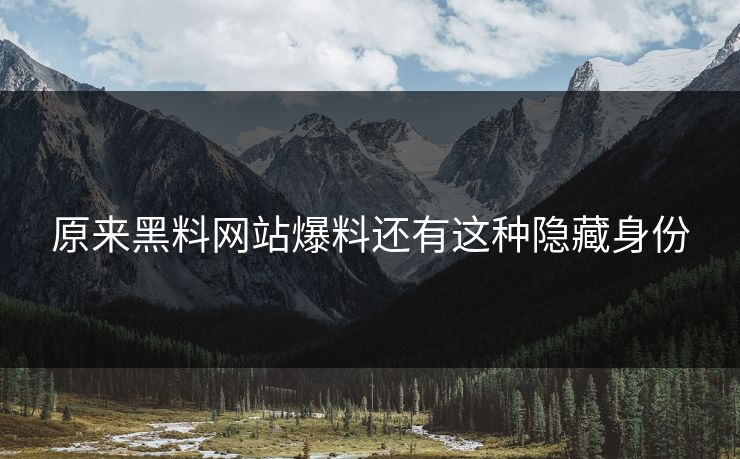 原来黑料网站爆料还有这种隐藏身份