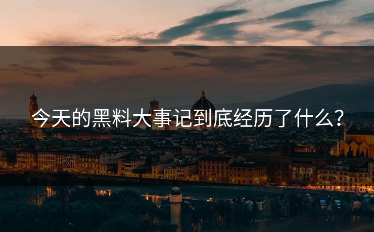 今天的黑料大事记到底经历了什么？