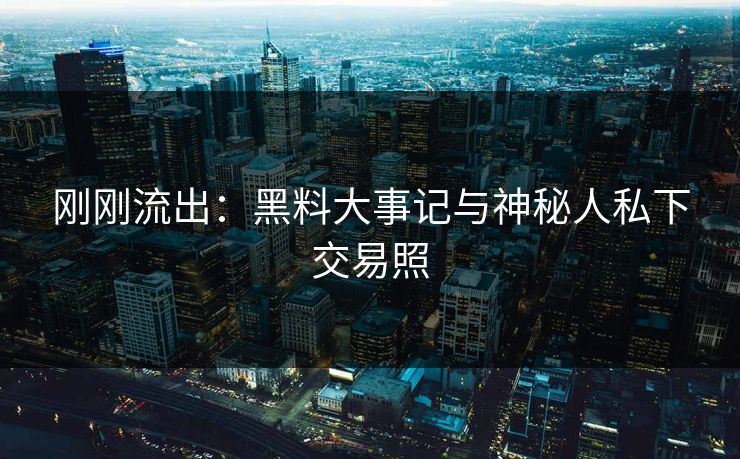 刚刚流出：黑料大事记与神秘人私下交易照