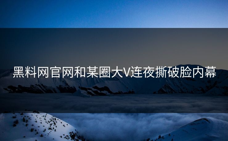 黑料网官网和某圈大V连夜撕破脸内幕