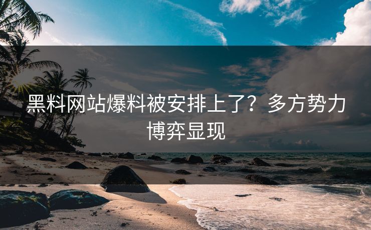 黑料网站爆料被安排上了？多方势力博弈显现