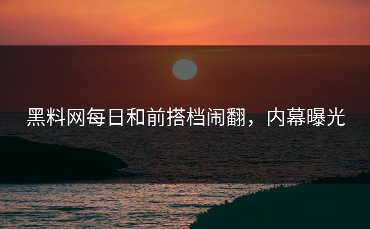 黑料网每日和前搭档闹翻，内幕曝光