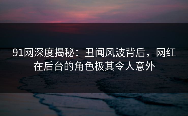 91网深度揭秘：丑闻风波背后，网红在后台的角色极其令人意外
