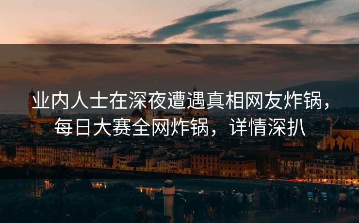 业内人士在深夜遭遇真相网友炸锅，每日大赛全网炸锅，详情深扒