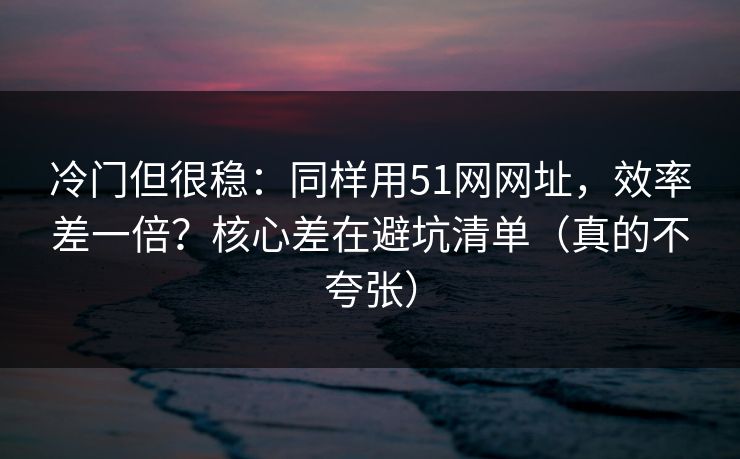 冷门但很稳：同样用51网网址，效率差一倍？核心差在避坑清单（真的不夸张）